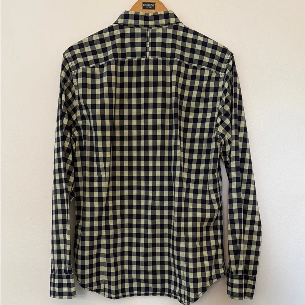 Men’s Banana Republic Grant Custom 078 Wash Checkered Shirt Blue Green Size M